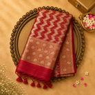 Orange Dual Tone Banarasi Organza Kora Saree with Zigzag Zari, Floral Border & Zari Blouse