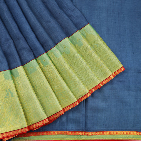 Tussar silk saree in blue and green