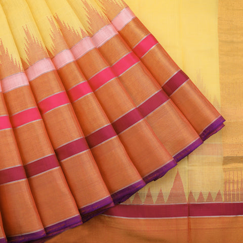 Sandalwood Yellow khaddi Saree