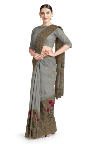 Grey Tissue Silk Saree