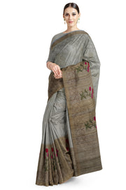 Grey Tissue Silk Saree