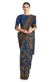 Blue pure tussar silk saree