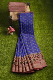 Blue fancy cotton saree