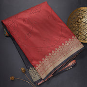 Maroon-Black Semi Silk Saree