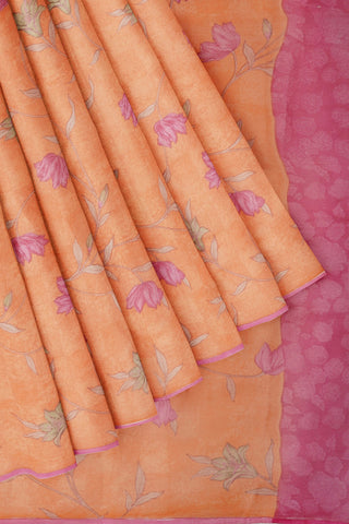 Peach Printed Georgette Saree