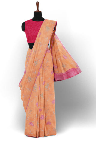 Peach Printed Georgette Saree