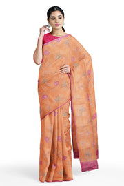 Peach Printed Georgette Saree