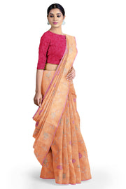 Peach Printed Georgette Saree