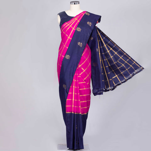 Magenta Pink pure Kanjeevaram silk saree