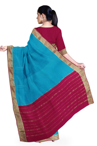 Light Blue Mysore Crepe Silk Saree