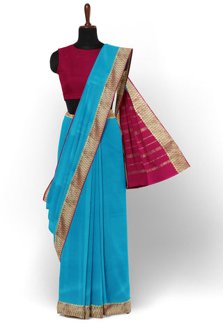 Light Blue Mysore Crepe Silk Saree