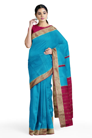 Light Blue Mysore Crepe Silk Saree