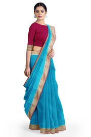 Light Blue Mysore Crepe Silk Saree
