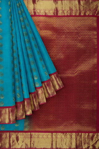 Blue With Pink Silk Saree
