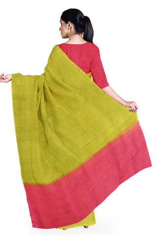 Parrot Green Pure Soft Silk Saree