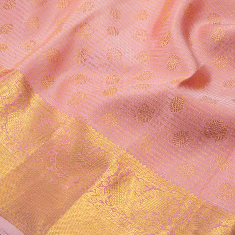 Light Peach Pure Kanjeevaram Silk Saree