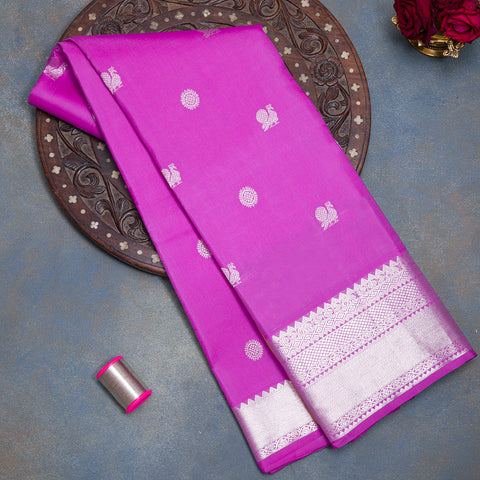 Neon Pink Kanjivaram Silk Saree