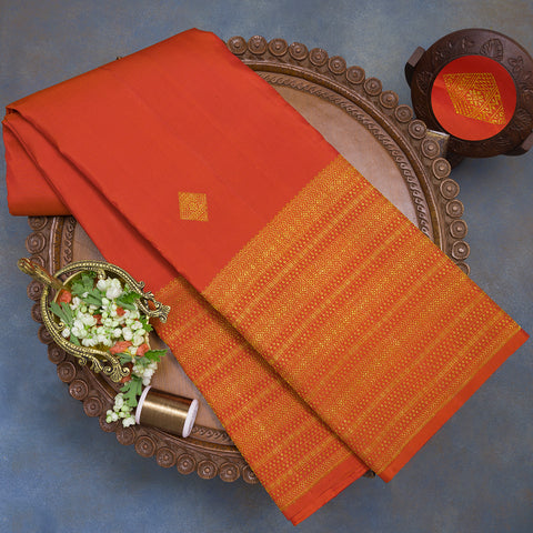 Rust Orange Pure Kanjivaram Silk Saree