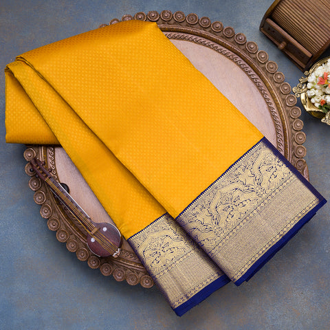 Mustard Yellow Kanjivaram Silk Saree