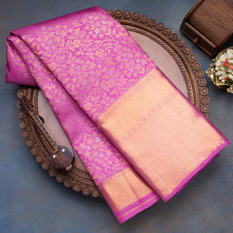 Pink Pure Kanjivaram Brocade Silk Saree