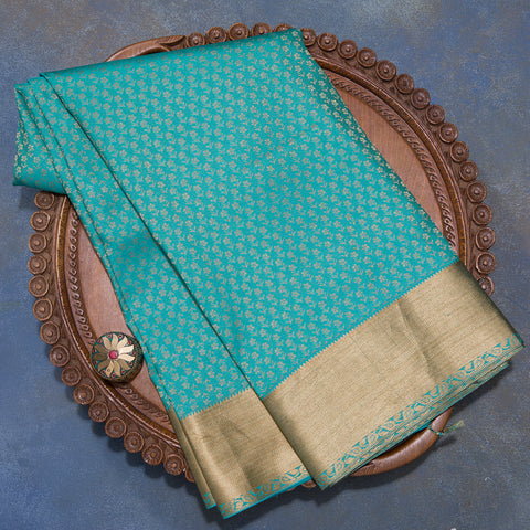 Cloudy Blue Brocade Mulberry Silk Saree