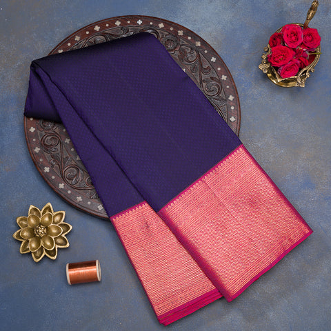 Navy Blue Pure Kanjivaram Silk Saree