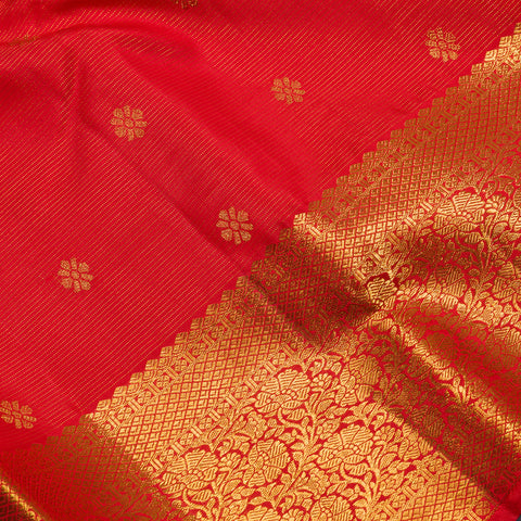 Bright red Pure Handloom Kanjivaram Vaira Oosi Deisgn saree