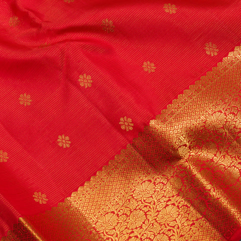 Bright red Pure Handloom Kanjivaram Vaira Oosi Deisgn saree