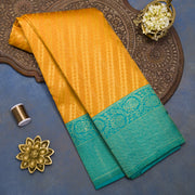 Golden Mustard Desinger Handloom Kanjivaram Silk Saree