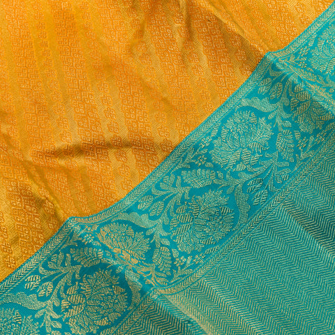 Golden Mustard Desinger Handloom Kanjivaram Silk Saree