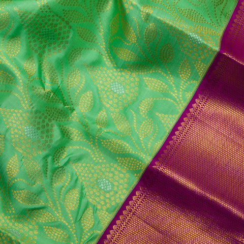 Parrot Green Brocade Kanjivaram Silk Saree