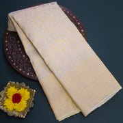 Cream Colour Pure Kanjivaram Golden Zari Brocade Silk Saree