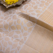 Cream Colour Pure Kanjivaram Golden Zari Brocade Silk Saree