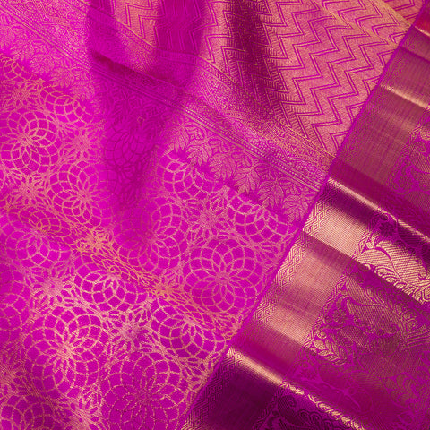 Magenta Pink Pure Kanjivaram Brocade Silk Saree