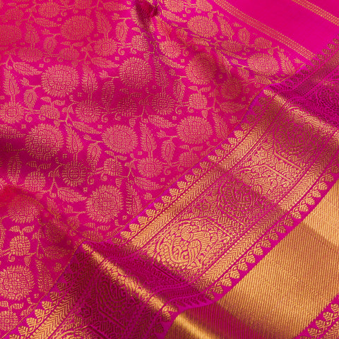 Rani Pink Pure Kanjeevaram Silk Brocade Saree