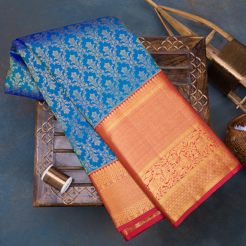 Ink Blue Brocade Kanjeevaram Silk Saree