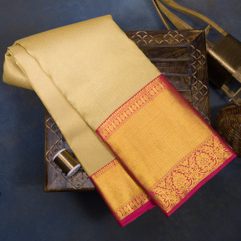 Cream Kanjeevaram Silk Saree