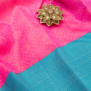 Neon Pink Pure Kanjivaram Brocade Silk Saree