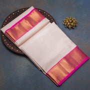 Cream Kanjeevaram with Light Pink Border Dhoti