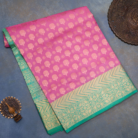 Pink Pure Soft Silk Brocade Saree