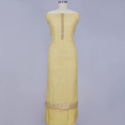Yellow Unstitched Organza Dress Material