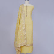Yellow Unstitched Organza Dress Material