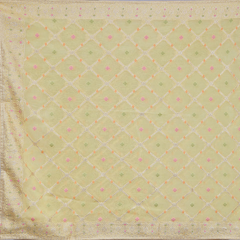 Yellow Unstitched Organza Dress Material