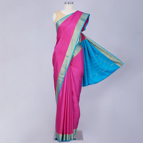 Pink Pure Mysore Crepe Silk Saree