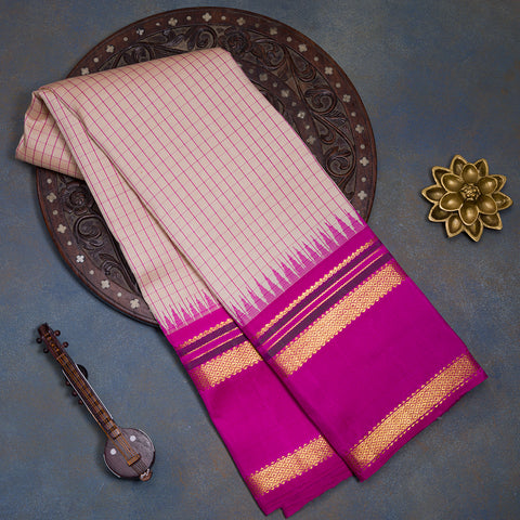 Cream Pure Kanjivaram Saree