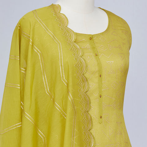 Mehendi Green Cotton Silk Chanderi Suit Material