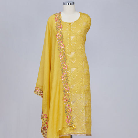 Yellow Mul Cotton Suit Material
