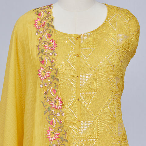 Yellow Mul Cotton Suit Material