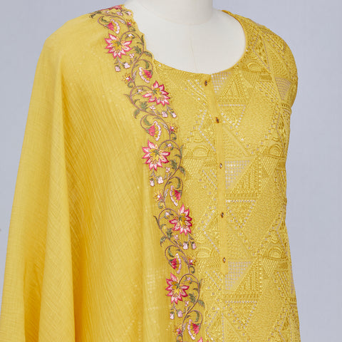 Yellow Mul Cotton Suit Material